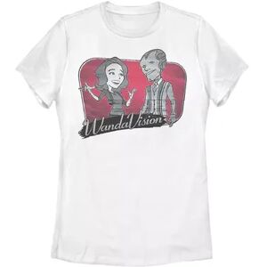 Licensed Character Juniors' Marvel WandaVision 50's Style Wanda & Vision Cartoon Tee, Girl's, Size: Large, White