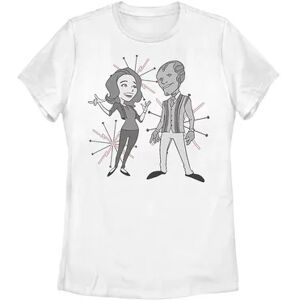 Licensed Character Juniors' Marvel WandaVision 50's Cartoon Simple Portrait Tee, Girl's, Size: Medium, White