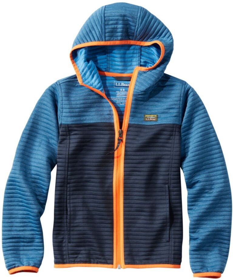 Kids' Airlight Full-Zip Hoodie, Colorblock Carbon Navy/Light Ocean M 5-6, Synthetic L.L.Bean