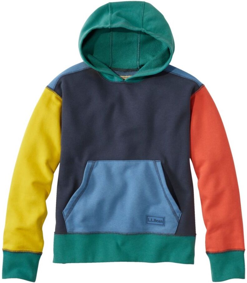 Kids' Athleisure Hoodie, Colorblock Carbon Navy Color Block M 5-6, Cotton Blend L.L.Bean