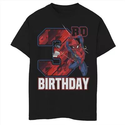 Marvel Boys 8-20 Marvel Spider-Man Web Swing 3rd Birthday Graphic Tee, Boy's, Size: Large, Black