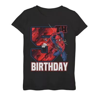 Marvel Girls 7-16 Marvel Spider-Man Web Swing 5th Birthday Graphic Tee, Girl's, Size: Small, Black