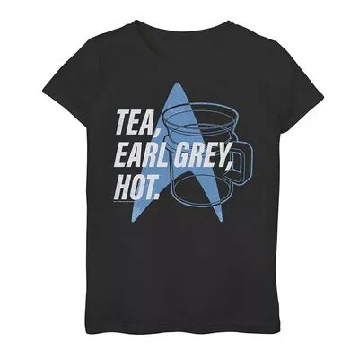 Licensed Character Girls 7-16 Star Trek Next Generation Tea Earl Grey Graphic Tee, Girl's, Size: Medium, Black