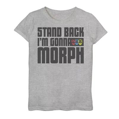 Licensed Character Girls 7-16 Power Rangers Stand Back I'm Gonna Morph Tee, Girl's, Size: Medium, Grey