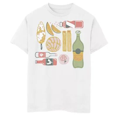 Licensed Character Boys 8-20 Gonzales Los Escencials Food And Drink Grid Tee, Boy's, Size: Large, White
