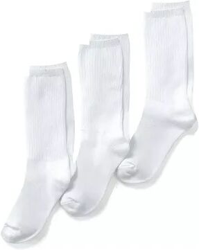 Lands' End Kids Lands' End 3 Pack Basic Cotton Crew Socks, Boy's, Size: XL, White