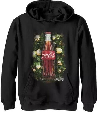 Licensed Character Boys 8-20 Coca-Cola Holiday Christmas Bottle Ornament Graphic Fleece Hoodie, Boy's, Size: Small, Black