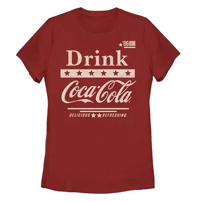 Licensed Character Juniors' Coca-Cola Drink Logo Graphic Tee, Girl's, Size: Large, Red