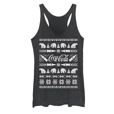 Licensed Character Juniors' Coca-Cola Ugly Sweater Polar Bear Bottles Graphic Tank, Girl's, Size: XXL, Oxford