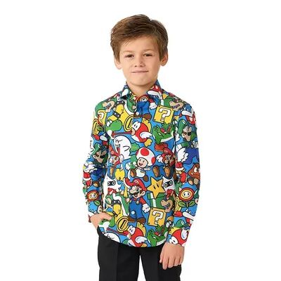 OppoSuits Boys 2-8 OppoSuits Nintendo Super Mario Button-Up Dress Shirt, Boy's, Multicolor