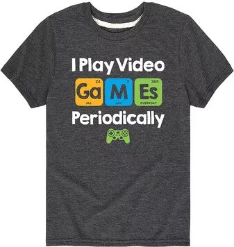 Licensed Character Boys 8-20 Play Video Games Periodically Tee, Boy's, Size: Small, Dark Grey