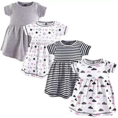 Hudson Baby Infant and Toddler Girl Cotton Short-Sleeve Dresses 4pk, Moon And Back, Toddler Girl's, Size: 3-6 Months, Grey