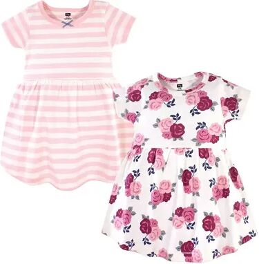 Hudson Baby Infant and Toddler Girl Cotton Long-Sleeve Dresses 2pk, Blush Floral, Toddler Girl's, Size: 4T, Med Pink