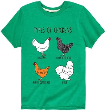 Licensed Character Boys 8-20 Types Of Chickens Graphic Tee, Boy's, Size: Large, Med Green