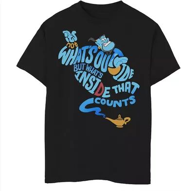 Licensed Character Boys 8-20 Disney Aladdin Genie Out Bottle Quote Tee, Boy's, Size: Large, Black