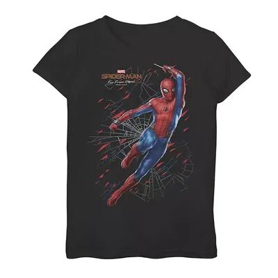 Licensed Character Girls 7-16 Marvel Spider-Man Far From Home Web Swing Portrait Tee, Girl's, Size: Small, Black