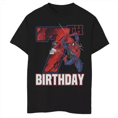 Marvel Boys 8-20 Marvel Spider-Man Web Swing 7th Birthday Graphic Tee, Boy's, Size: XS, Black