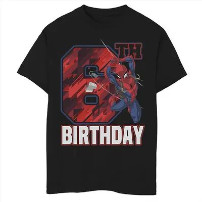 Marvel Boys 8-20 Marvel Spider-Man Web Swing 6th Birthday Graphic Tee, Boy's, Size: XS, Black
