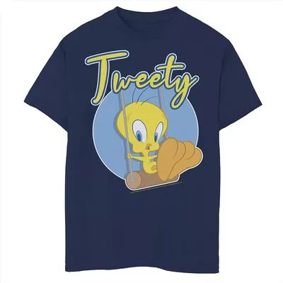 Licensed Character Boys 8-20 Looney Tunes Tweety Swing Portrait Graphic Tee, Boy's, Size: Medium, Blue