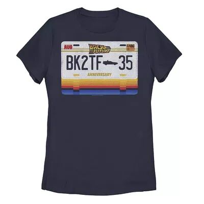 Licensed Character Juniors' Back To The Future Plate Retro License Plate Tee, Girl's, Size: XL, Blue