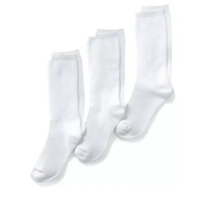 Lands' End Kids Lands' End 3 Pack Basic Cotton Crew Socks, Boy's, Size: Medium, White