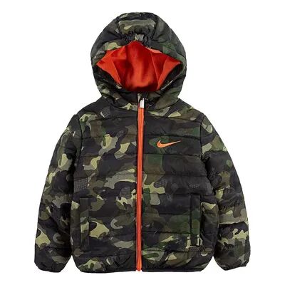 Nike Toddler Boy Nike H2O-Dri Quilted Camouflaged Hooded Puffer Midweight Jacket, Toddler Boy's, Size: 3T, Green
