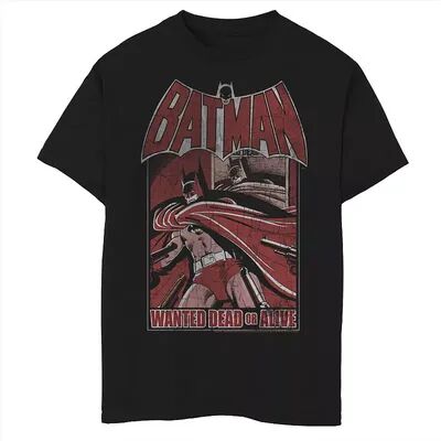 Licensed Character Boys 8-20 Batman Wanted Dead Or Alive Red Hue Poster Graphic Tee, Boy's, Size: XL, Black