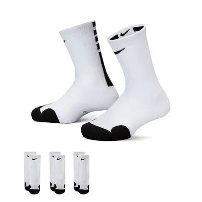 Nike Boys Nike 3-Pack Elite Basketball Crew Socks, Boy's, Size: 5-7, White