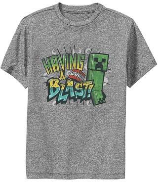 Minecraft Boys 8-20 Minecraft Creeper Having A Blast Explosion Graphic Tee, Boy's, Size: XL, Dark Grey