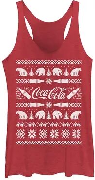 Licensed Character Juniors' Coca-Cola Ugly Sweater Polar Bear Bottles Tank Top, Girl's, Size: Medium, Dark Red