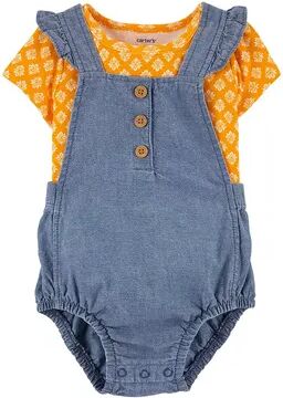 Carter's Baby Girl Carter's 2-Piece Tee & Chambray Bubble Suit, Infant Girl's, Size: Newborn, Med Blue