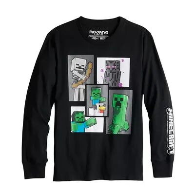 Licensed Character Boys 8-20 Minecraft Creepers Video Game Long Sleeve Graphic Tee, Boy's, Size: Small, Black