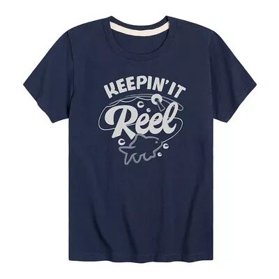 Licensed Character Boys 8-20 Keepin It Reel Fishing Graphic Tee, Boy's, Size: Large, Blue