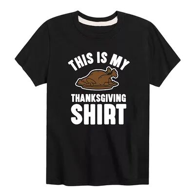 Licensed Character Boys 8-20 This Is My Thanksgiving Shirt Graphic Tee, Boy's, Size: Small, Black