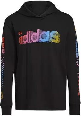 adidas Boys 8-20 adidas Exit Game On Hooded Tee, Boy's, Size: Small, Black W Team