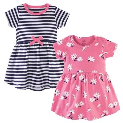 Hudson Baby Infant and Toddler Girl Cotton Short-Sleeve Dresses 2pk, Pink Daisy, Toddler Girl's, Size: 18-24MONTH, Med Pink