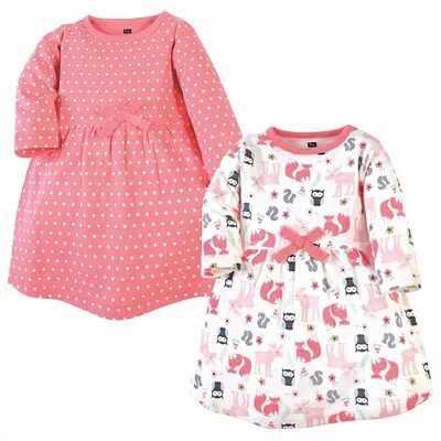 Hudson Baby Infant and Toddler Girl Cotton Long-Sleeve Dresses 2pk, Forest, Toddler Girl's, Size: 4T, Med Pink
