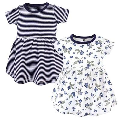 Hudson Baby Infant and Toddler Girl Cotton Short-Sleeve Dresses 2pk, Blueberries, 12-18 Months, Toddler Girl's, Size: 0-3 Months, Brt Blue