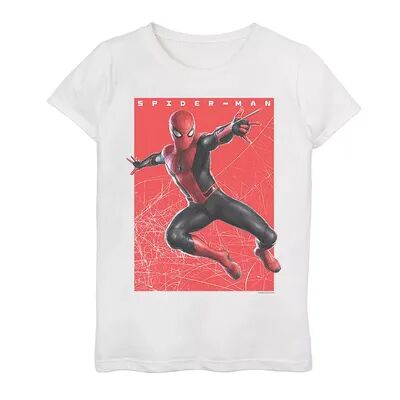 Licensed Character Girls 7-16 Marvel Spider-Man Far From Home Webbed Swing Poster Tee, Girl's, Size: XL, White