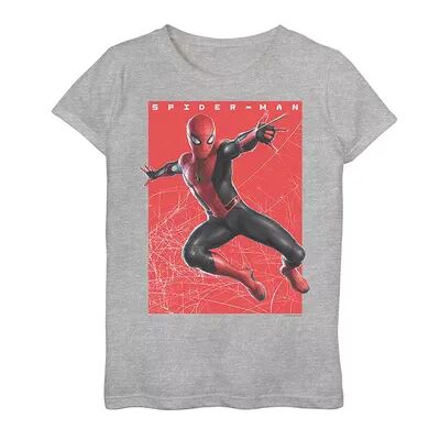 Licensed Character Girls 7-16 Marvel Spider-Man Far From Home Webbed Swing Poster Tee, Girl's, Size: XL, Grey