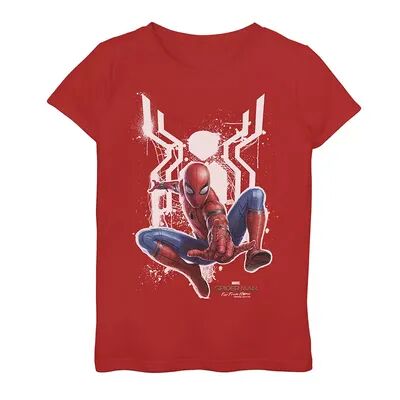 Licensed Character Girls 7-16 Marvel Spider-Man Far From Home Painted Logo Swing Tee, Girl's, Size: Medium, Red