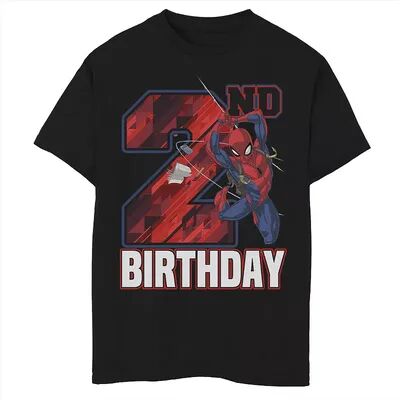 Marvel Boys 8-20 Marvel Spider-Man Web Swing 2nd Birthday Graphic Tee, Boy's, Size: Large, Black