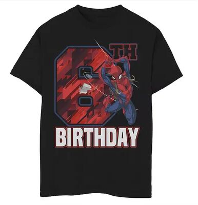 Marvel Boys 8-20 Marvel Spider-Man Web Swing 6th Birthday Graphic Tee, Boy's, Size: Medium, Black