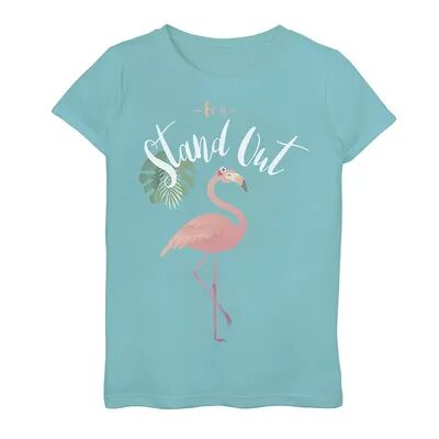 Licensed Character Girls 7-16 Be A Stand Out Tropical Flamingo Graphic Tee, Girl's, Size: Small, Blue