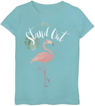 Licensed Character Girls 7-16 Be A Stand Out Tropical Flamingo Graphic Tee, Girl's, Size: XL, Blue