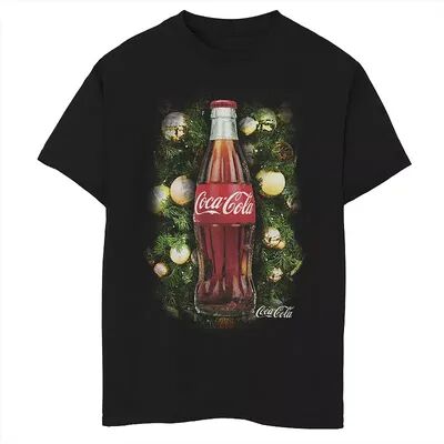 Licensed Character Boys 8-20 Coca-Cola Holiday Christmas Bottle Ornament Graphic Tee, Boy's, Size: Large, Black