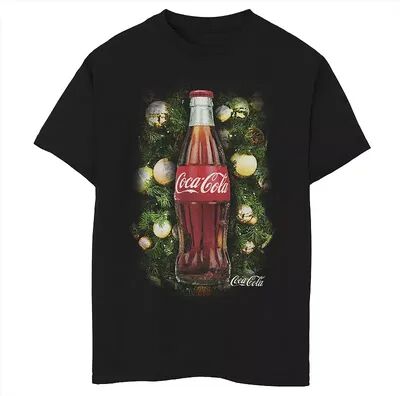 Licensed Character Boys 8-20 Coca-Cola Holiday Christmas Bottle Ornament Graphic Tee, Boy's, Size: XL, Black