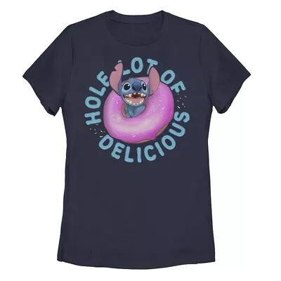 Licensed Character Juniors' Disney's Lilo & Stitch Hole Lot Of Delicious Tee, Girl's, Size: Medium, Blue