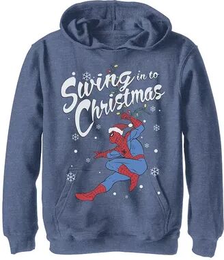 Marvel Boys 8-20 Marvel Spider-Man Swing In To Christmas Graphic Hoodie, Boy's, Size: Small, Med Blue