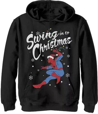 Marvel Boys 8-20 Marvel Spider-Man Swing In To Christmas Graphic Hoodie, Boy's, Size: Large, Black